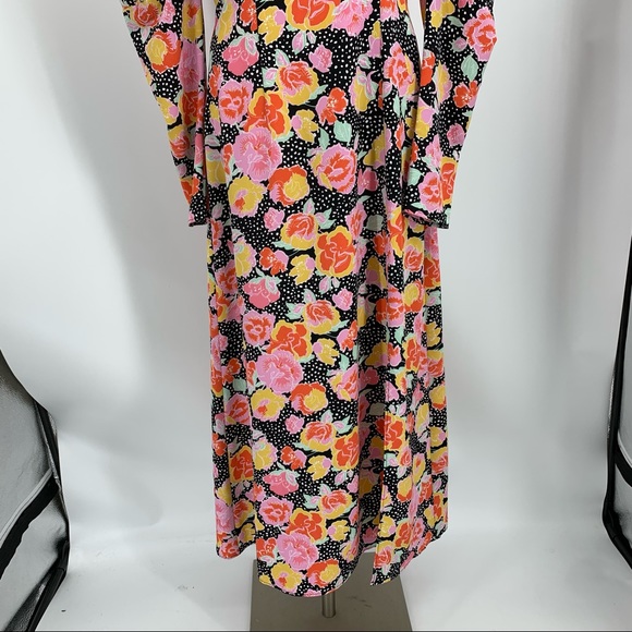 Topshop Multicolor Puff Sleeve Floral Midi Dress - Picture 7 of 16